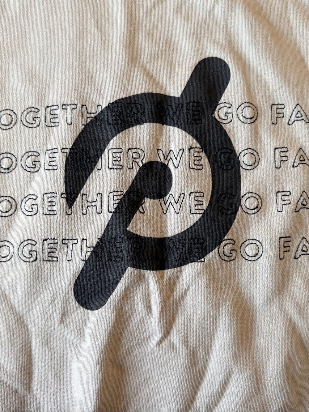 Peloton Cream Sweatshirt with Black Logo Tag